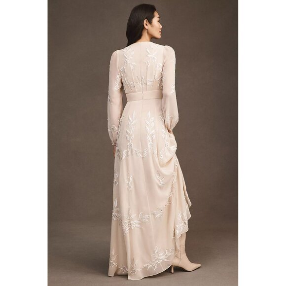BHLDN Belize Embroidered A-Line Long-Sleeve V-Neck Gown Wedding Dress - Picture 2 of 5